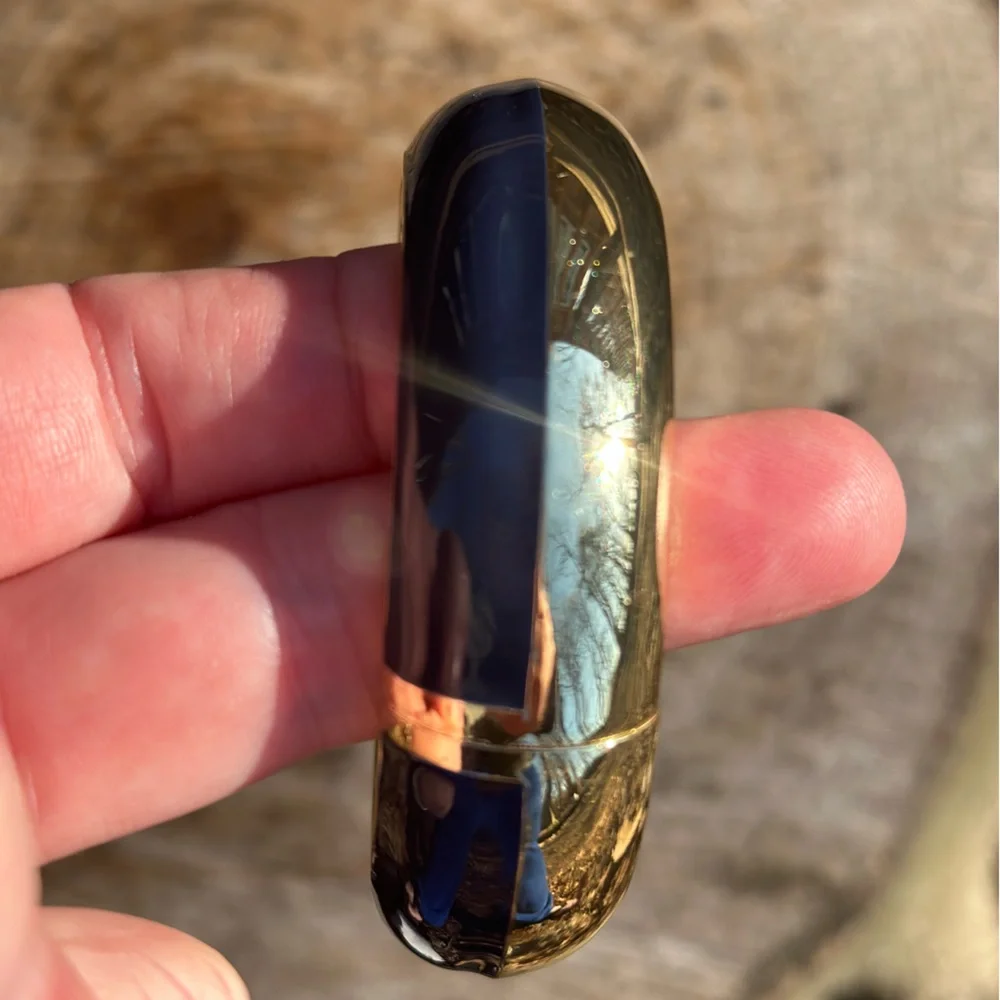 Gorgeous classic navy and gold cuff bracelet with hinged opening - Picture 2 of 9